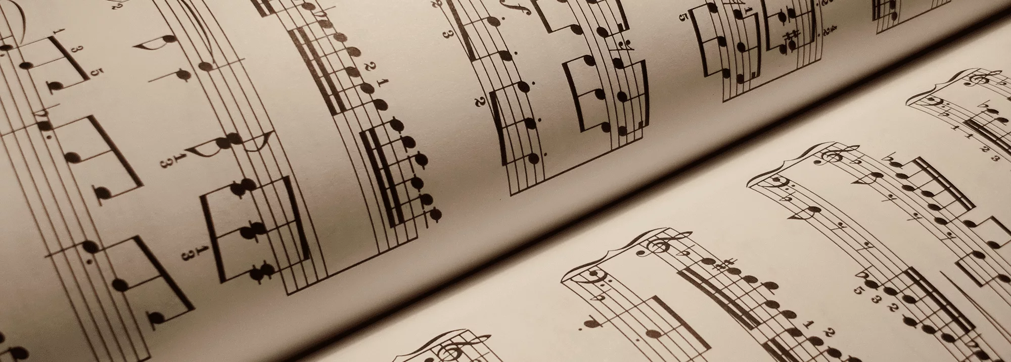 A close-up on two pages of classical sheet music.